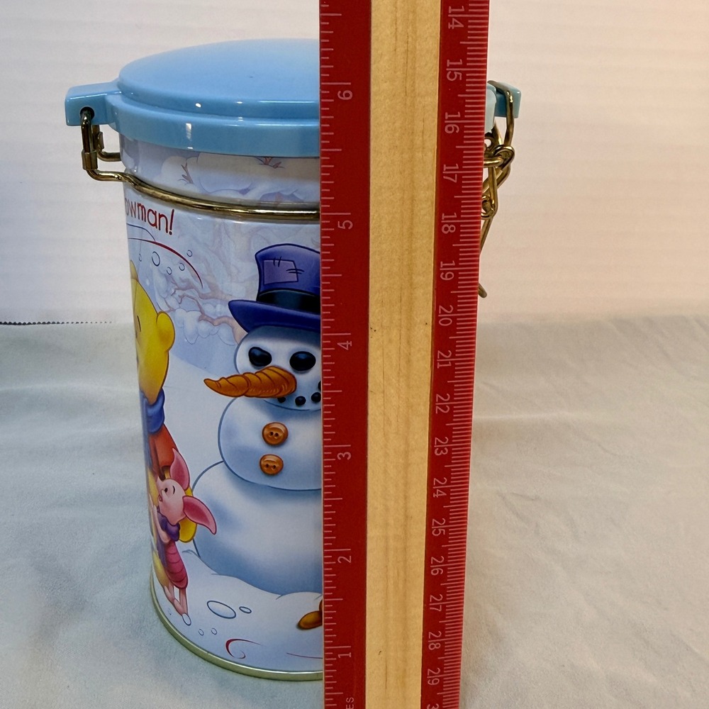 Disney Winnie the Pooh Snowman Winter Metal Canister Houston Harvest 1836FY05 - Picture 7 of 8
